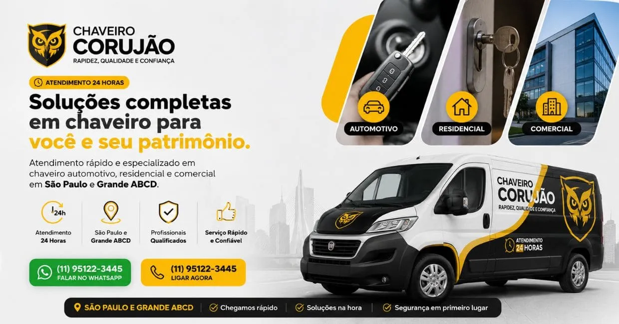 Chaveiro Corujão atendimento em São Paulo e ABCD